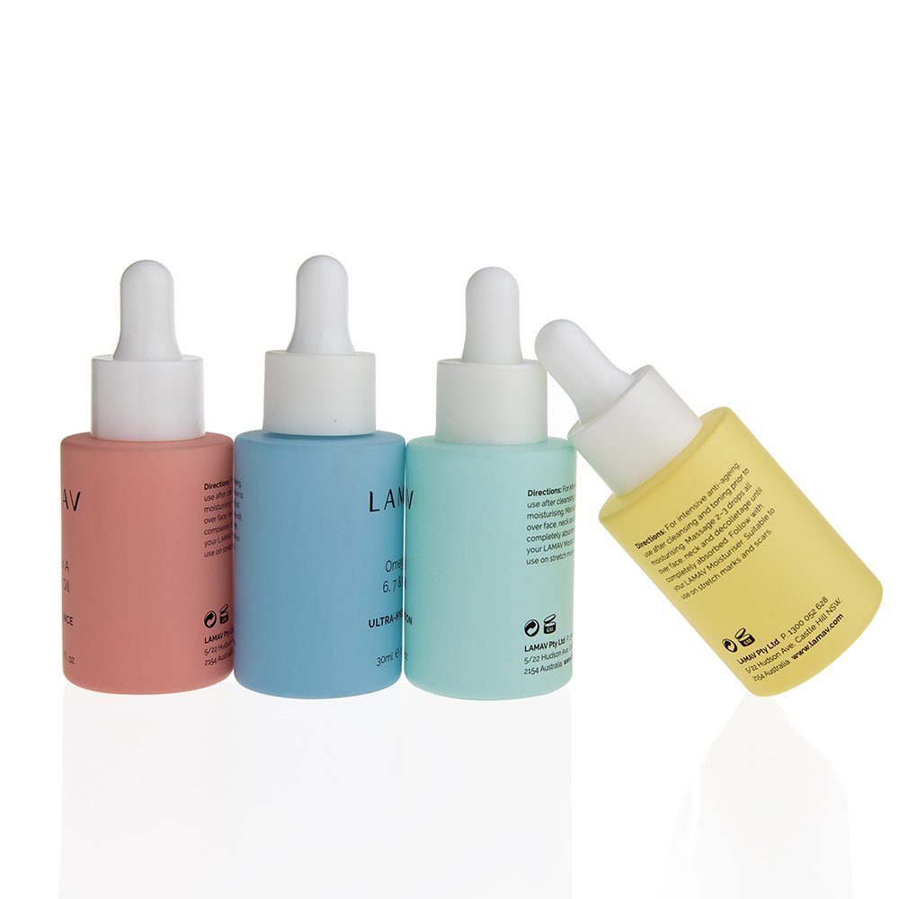 beautiful 1oz colorful frosted pink yellow green flat shoulder glass serum dropper bottles 20ml 30ml 40ml 50ml 60ml 80ml 100ml