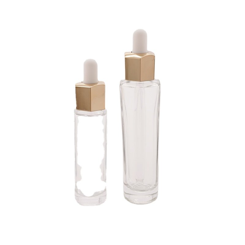 Spot 30ml liquid foundation bottle thick-walled glass bottle, gold cover glass bottle, daily chemical packaging.