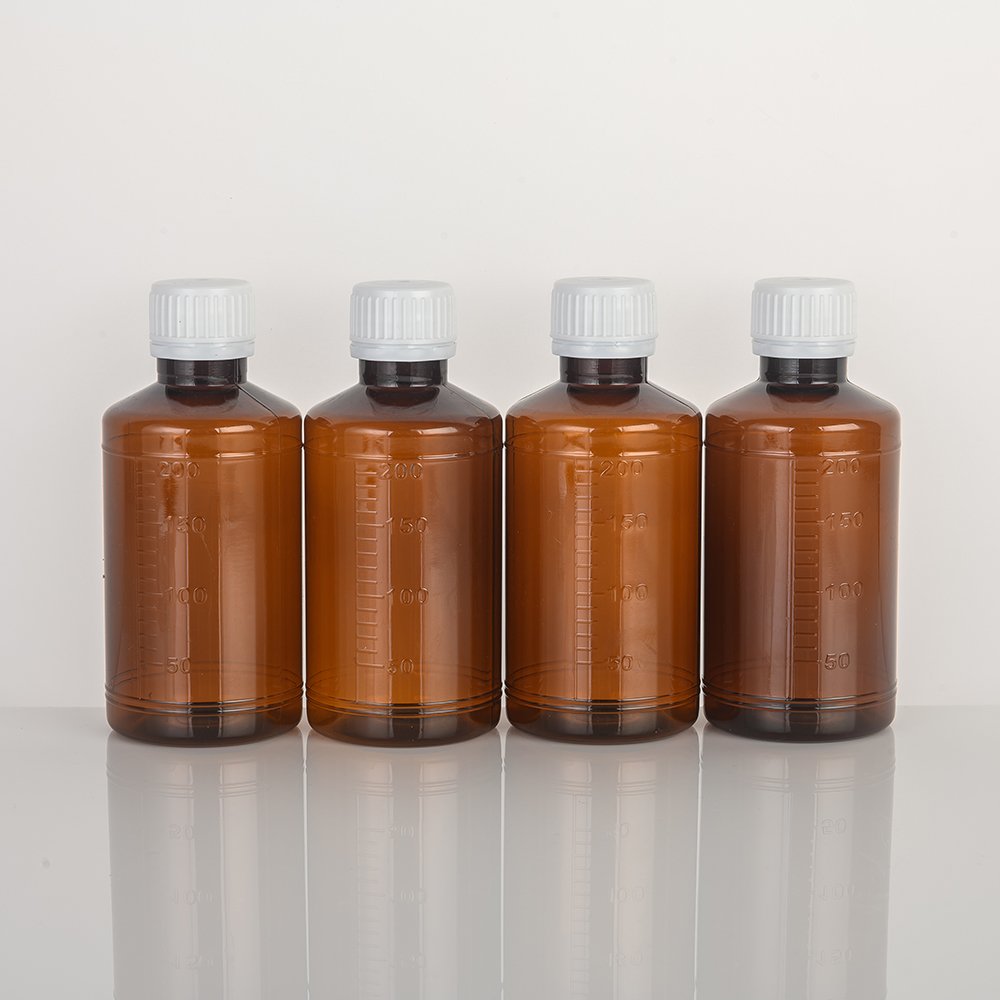 Wholesale Manufacturer 200ml Brown Cough Syrup Bottle Scale Bottle With White Screw Cap