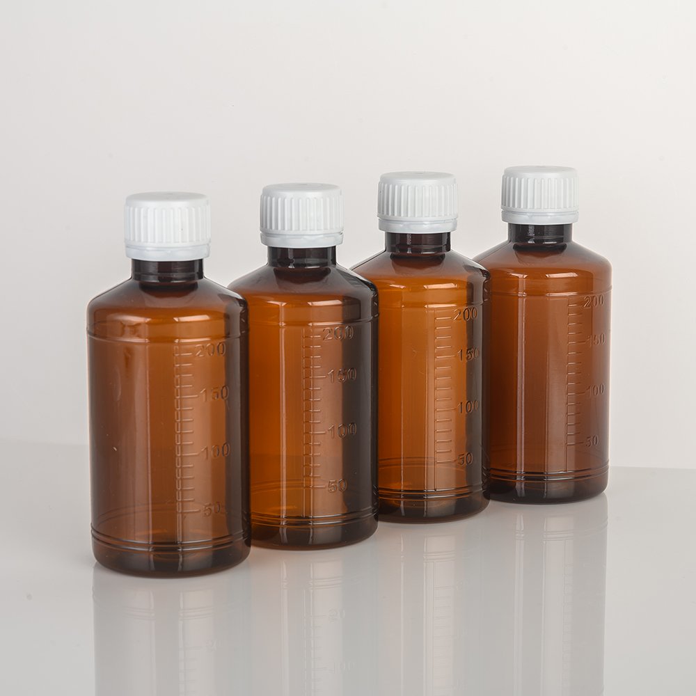 Wholesale Manufacturer 200ml Brown Cough Syrup Bottle Scale Bottle With White Screw Cap