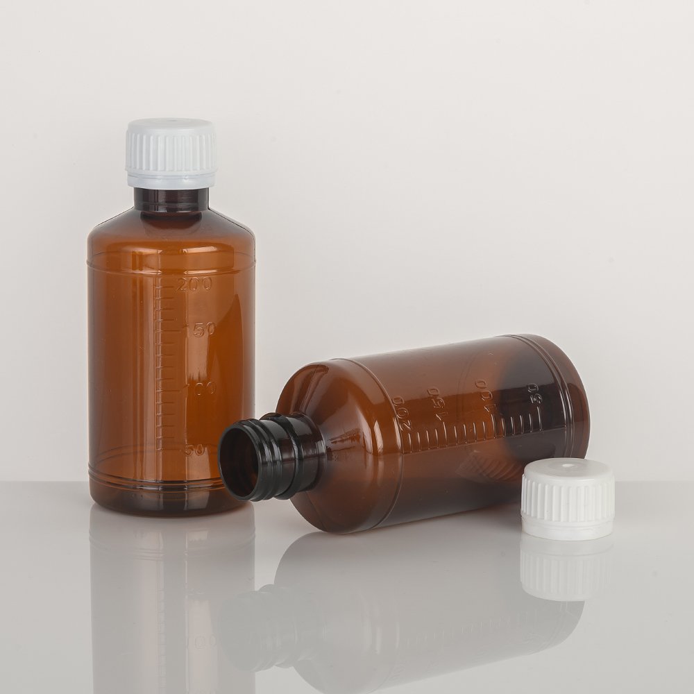 Wholesale Manufacturer 200ml Brown Cough Syrup Bottle Scale Bottle With White Screw Cap