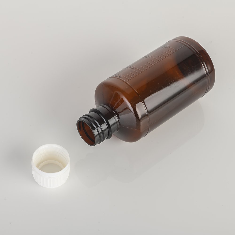 Wholesale Manufacturer 200ml Brown Cough Syrup Bottle Scale Bottle With White Screw Cap