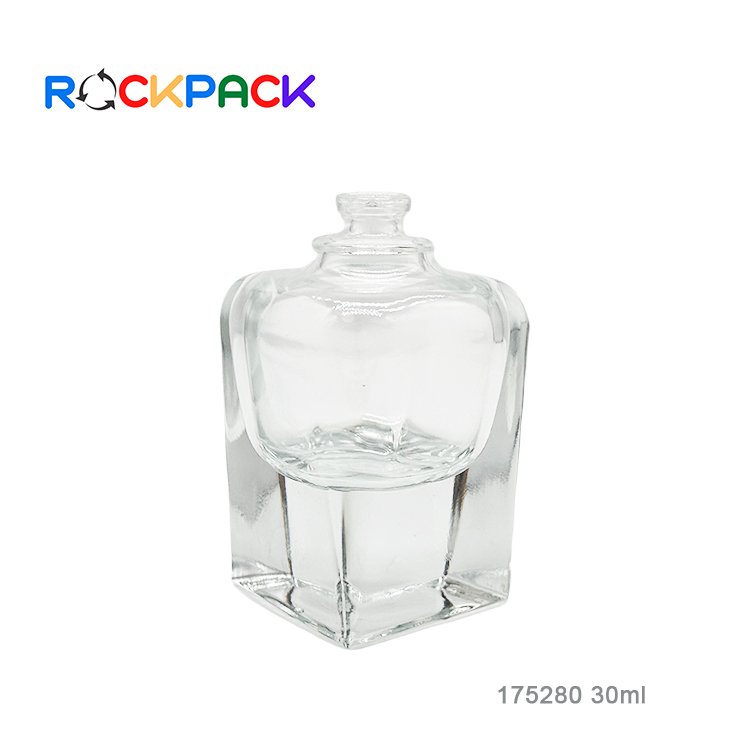 30ml Transparent Rectangle Shape Logo Size Custom Thickening Perfume glass bottles
