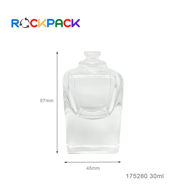 30ml Transparent Rectangle Shape Logo Size Custom Thickening Perfume glass bottles