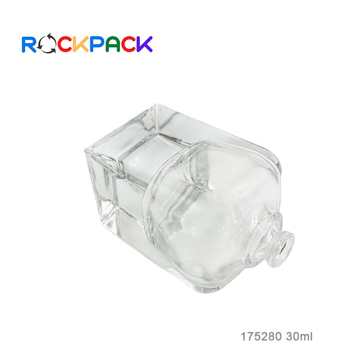 30ml Transparent Rectangle Shape Logo Size Custom Thickening Perfume glass bottles