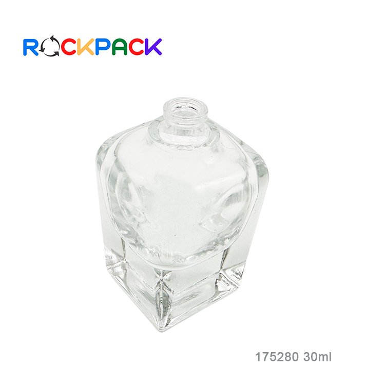 30ml Transparent Rectangle Shape Logo Size Custom Thickening Perfume glass bottles