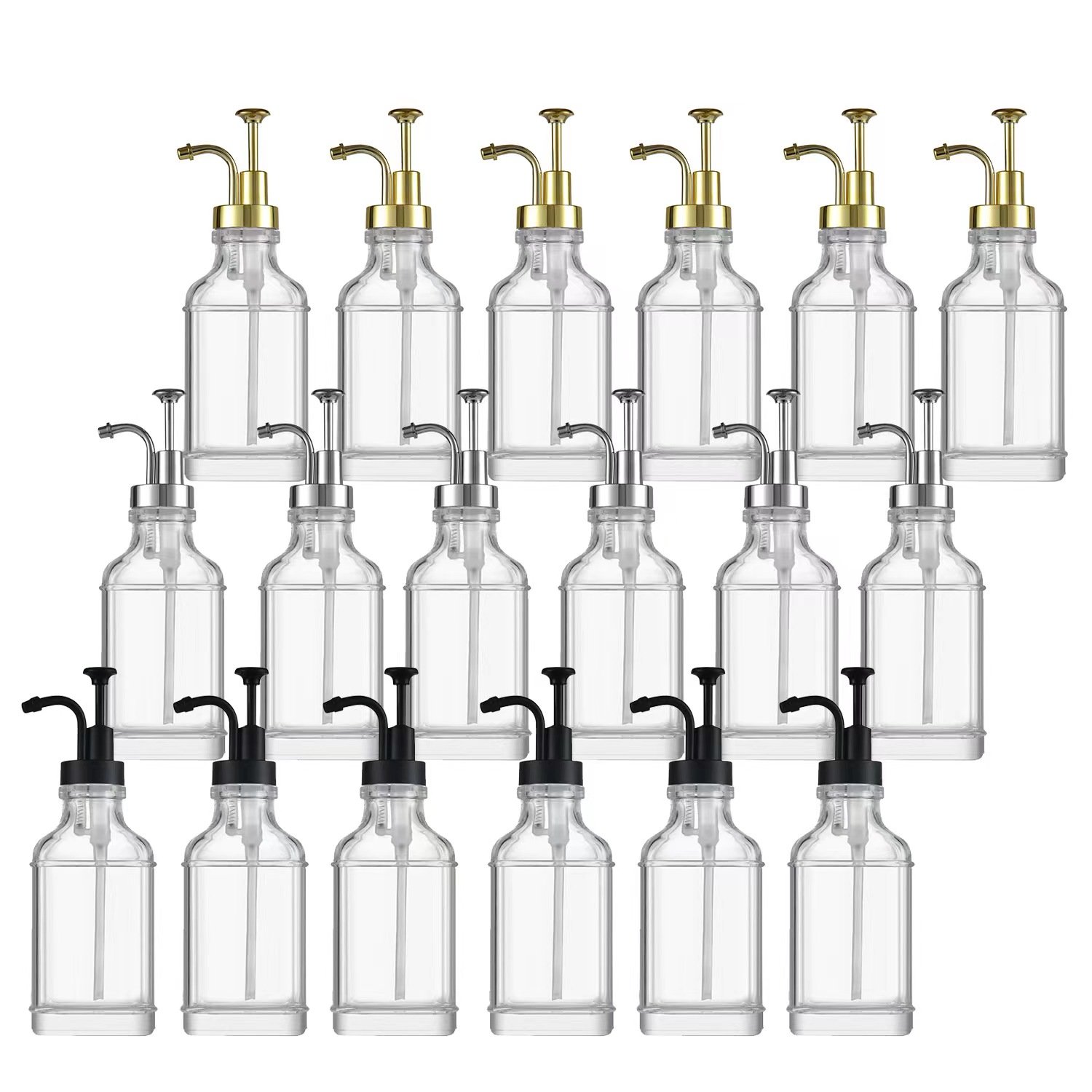 Wholesale 4 Pack Square Coffee Syrup Dispenser Set Glass Bottle with White Labels 4 Pack 16.9oz Square Syrup Set For Coffee Bar