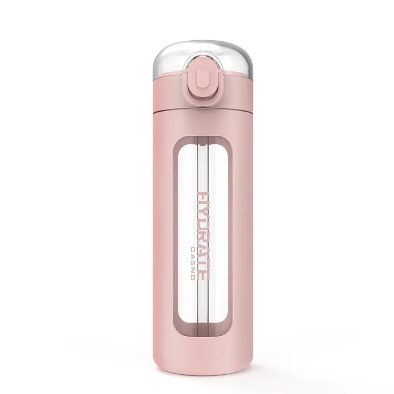 2023 Hot High Borosilicate Glass Water Bottle With Silicone Sleeve and Straw