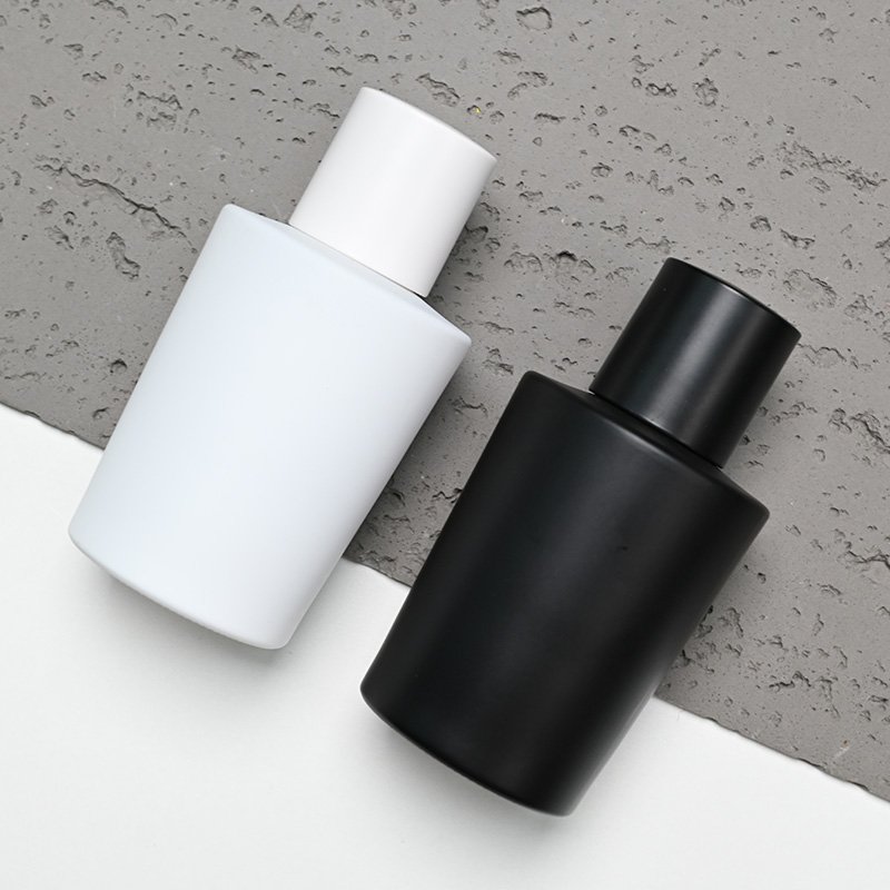 High quality round black white Arabic bottles glass 50ml perfume glass bottle luxury with round cap