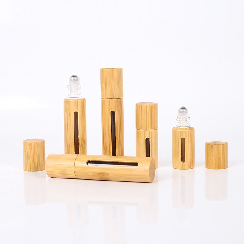 Eco friendly 5ml Bamboo 10ml Roll on Bottles for Essential Oils Portable Massage Oil Bottle 15ml