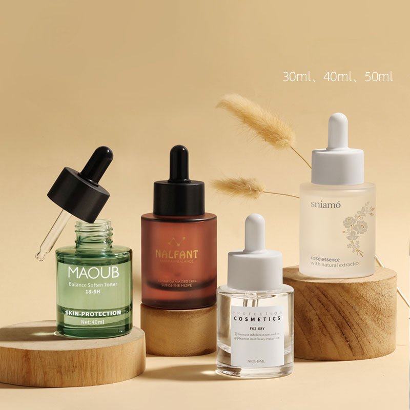 Spot high-grade 30ml50ml flat shoulder thick bottom glass bottle emulsion empty bottle packaging material serum bottle