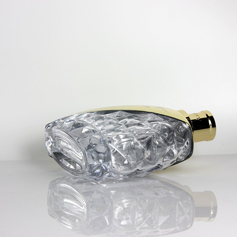 Custom Super Flint Design Electroplate Empty Alcohol Brandy Gin Rum Vodka Tequila Whisky Liquor Glass Bottle