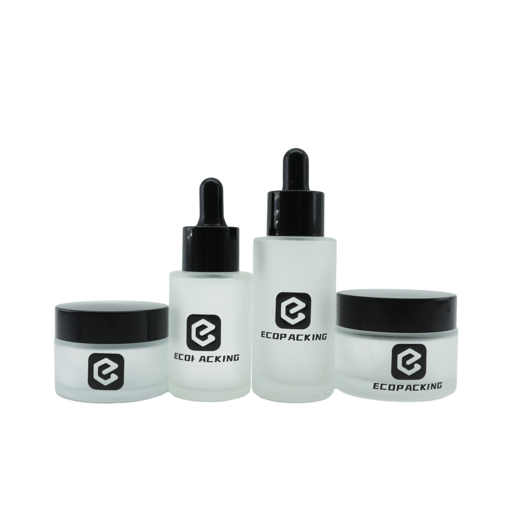 Luxury Clear Frosted 30ml 50ml 60ml 100ml 120ml cosmetic packaging set empty skincare lotion spray pump glass bottle cream jars