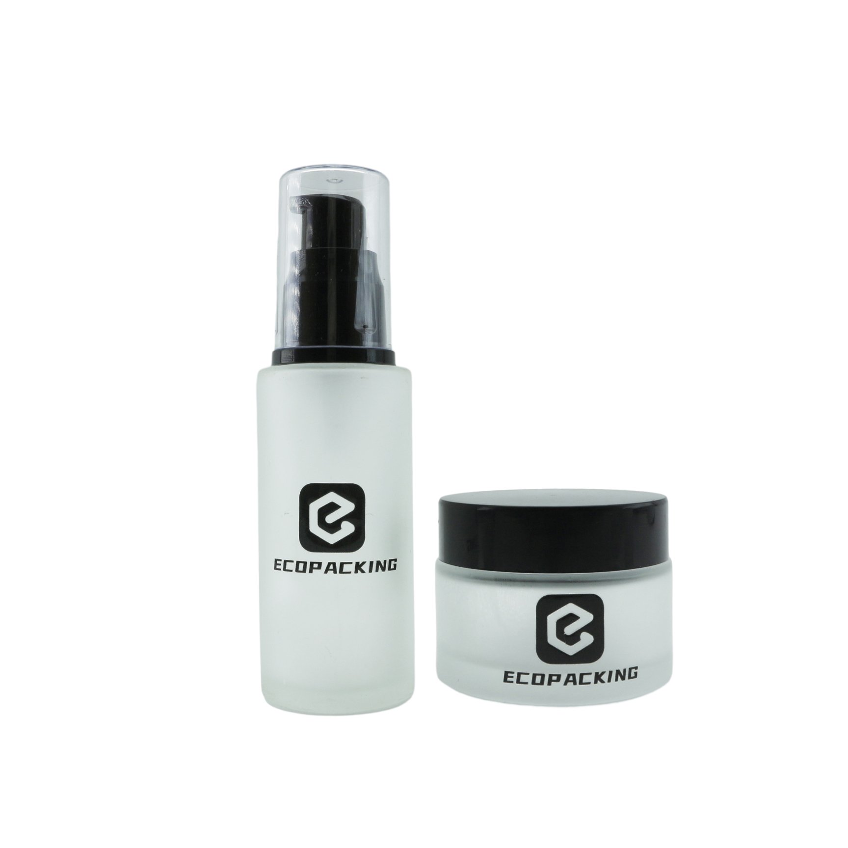 Luxury Clear Frosted 30ml 50ml 60ml 100ml 120ml cosmetic packaging set empty skincare lotion spray pump glass bottle cream jars