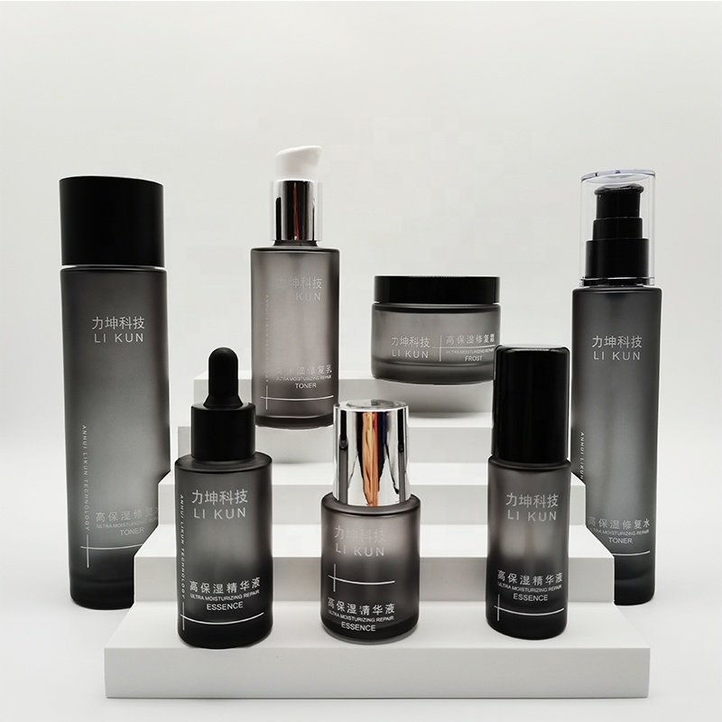 Luxury Skincare Bottles Lotion Serum Cream Jar 15ml 30ml 50ml 200ml Manufactures Glass Bottle Blue Glass Bottle With Dropper