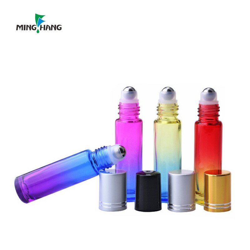 10ml color glass roll on perfume 5ml thick roller bottle doterra essential oil bottle with steel roller and gold cap
