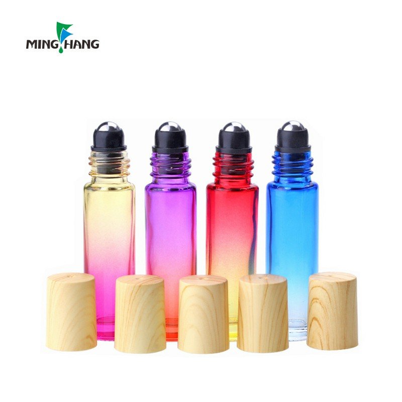 10ml color glass roll on perfume 5ml thick roller bottle doterra essential oil bottle with steel roller and gold cap