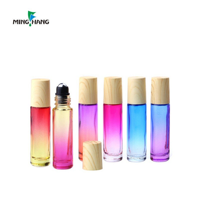 10ml color glass roll on perfume 5ml thick roller bottle doterra essential oil bottle with steel roller and gold cap