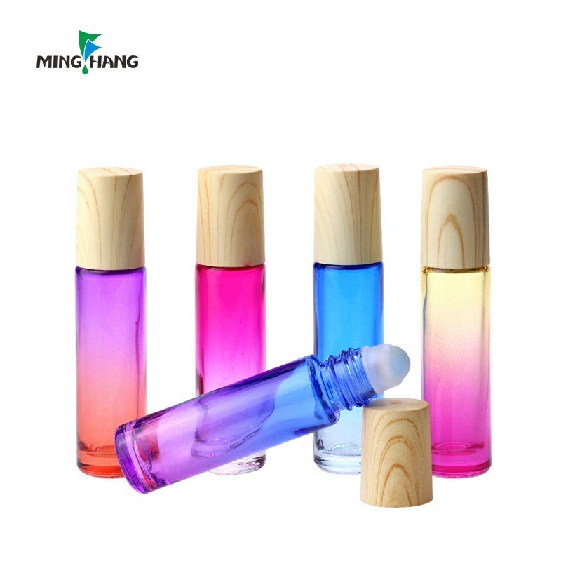 10ml color glass roll on perfume 5ml thick roller bottle doterra essential oil bottle with steel roller and gold cap