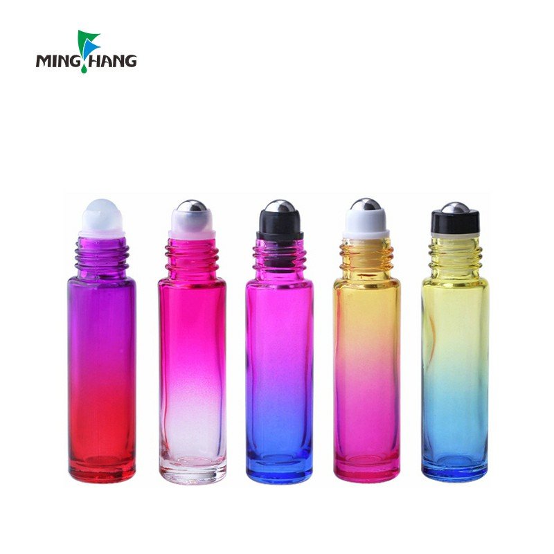 10ml color glass roll on perfume 5ml thick roller bottle doterra essential oil bottle with steel roller and gold cap