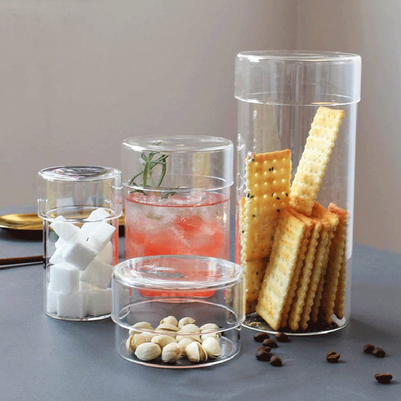 Eco-friendly cookie ginger candy food glass storage jar with glass lid glass storage containers
