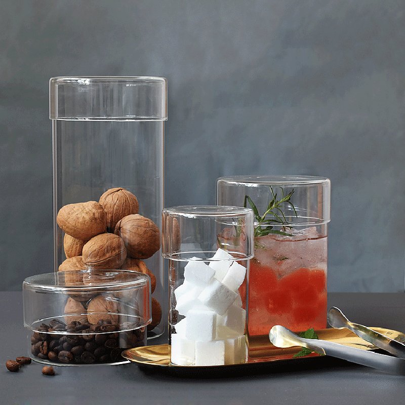 Eco-friendly cookie ginger candy food glass storage jar with glass lid glass storage containers