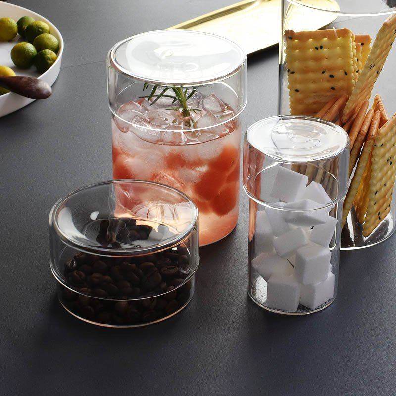 Eco-friendly cookie ginger candy food glass storage jar with glass lid glass storage containers