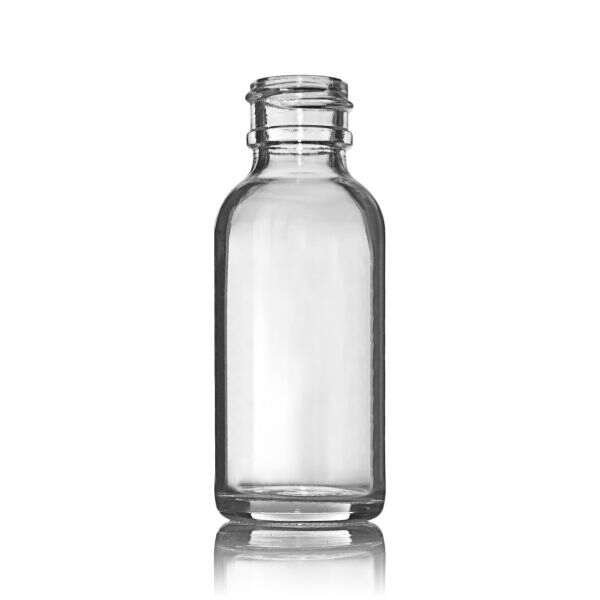 2oz amber clear boston round glass bottle 20-405 neck finish