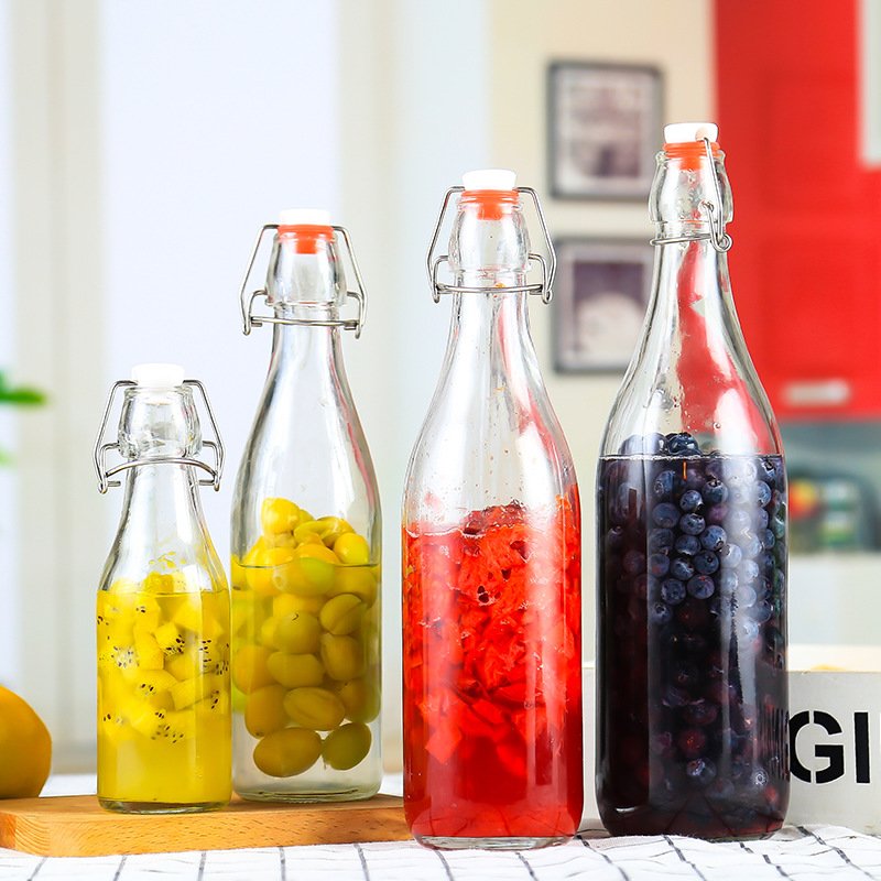 250ml 500ml 750ml 1000ml sale of beer in glass bottle Clear flip top Bottles Square kombucha bottle