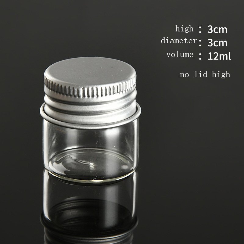 Empty Refillable Storage Tube Screw Top 5ml 7ml 10ml 14ml Small Sauce Glass Bottle with Silver Aluminium Lid