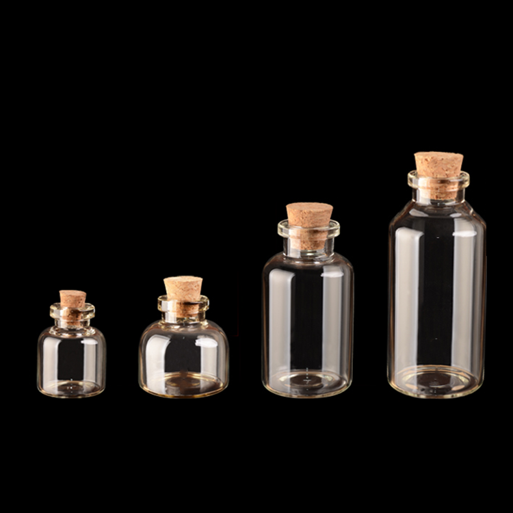 4ml 10ml 20ml 23ml 35ml 60ml Empty Small Boston shoulder Transparent glass bottle with cork lid