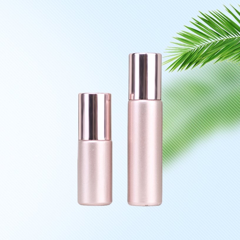 Empty Rose Gold Pink roll on essential oil glass bottle 5ml 10ml frosted pink roller perfume oil glass bottle