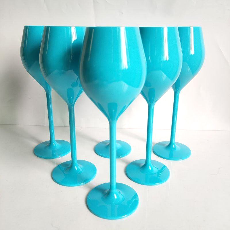 2024 New 130ml 4.5oz Plastic Tulip Champagne Wine Glass In Bulk Blue Support Custom Logo