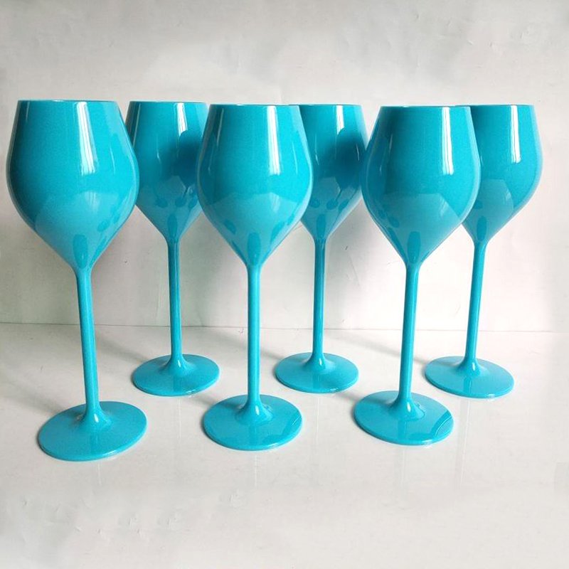 2024 New 130ml 4.5oz Plastic Tulip Champagne Wine Glass In Bulk Blue Support Custom Logo