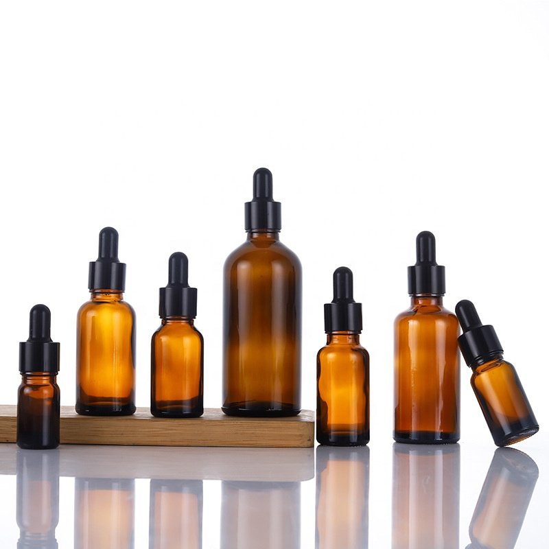 aluminum dropper bottle 15 ml 20 ml 30 ml 50 ml amber glass bottle with gold silver black dropper for essential oil
