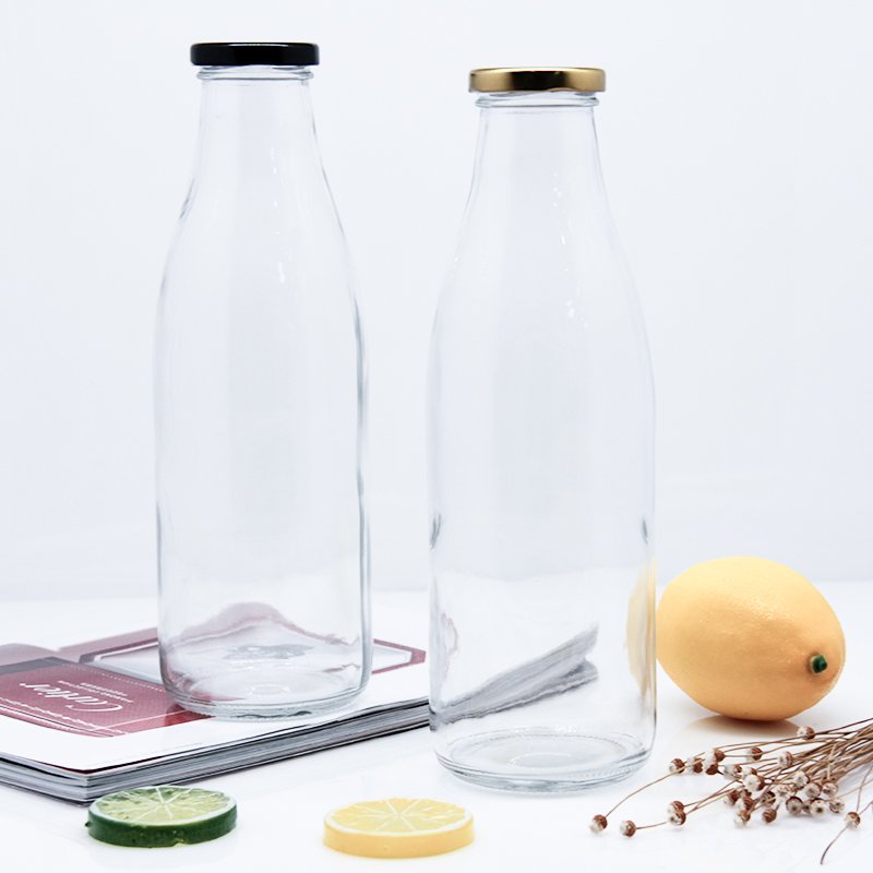 250Ml 300Ml 500Ml 750Ml 1L Clear Juice Glass Milk Bottle With Metal Lid