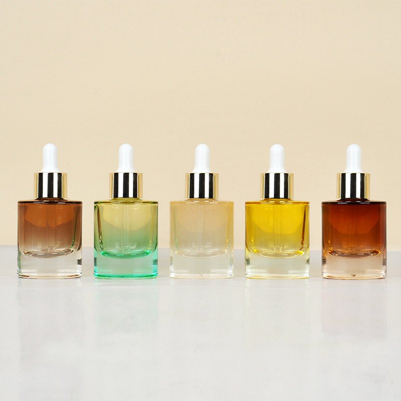 Customization Glass Dropper Bottle Flat Shoulder Thick Bottle Fine Oil Bottle Cosmetic 30ml 1oz Serum Good Price Glass Packaging