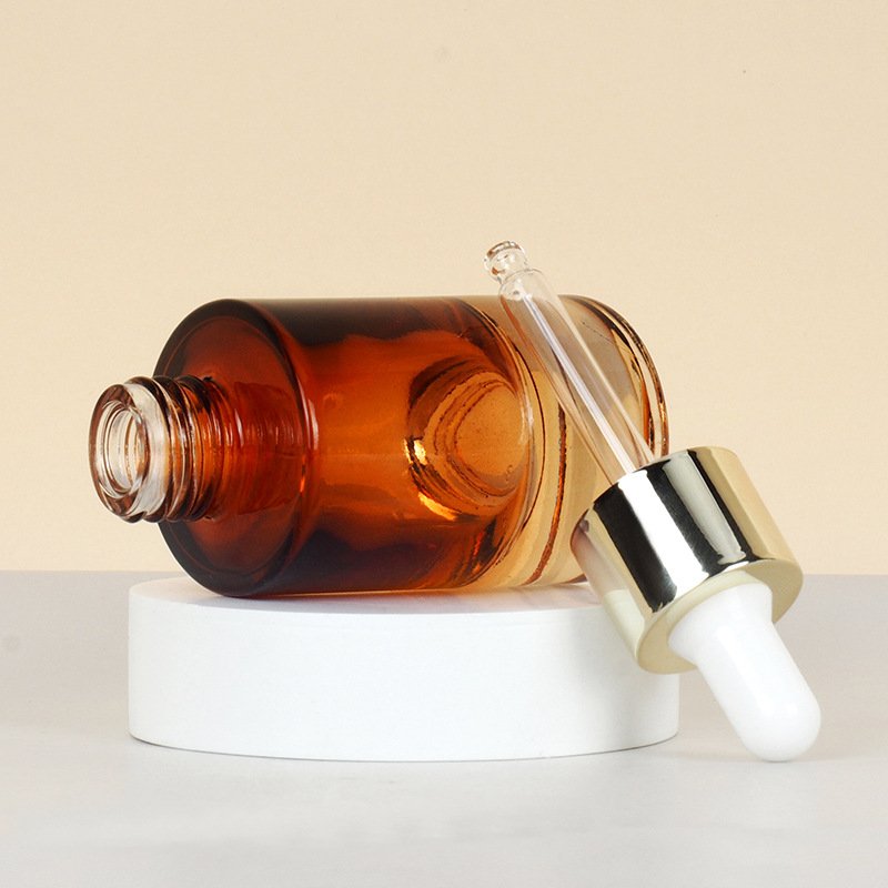 Customization Glass Dropper Bottle Flat Shoulder Thick Bottle Fine Oil Bottle Cosmetic 30ml 1oz Serum Good Price Glass Packaging