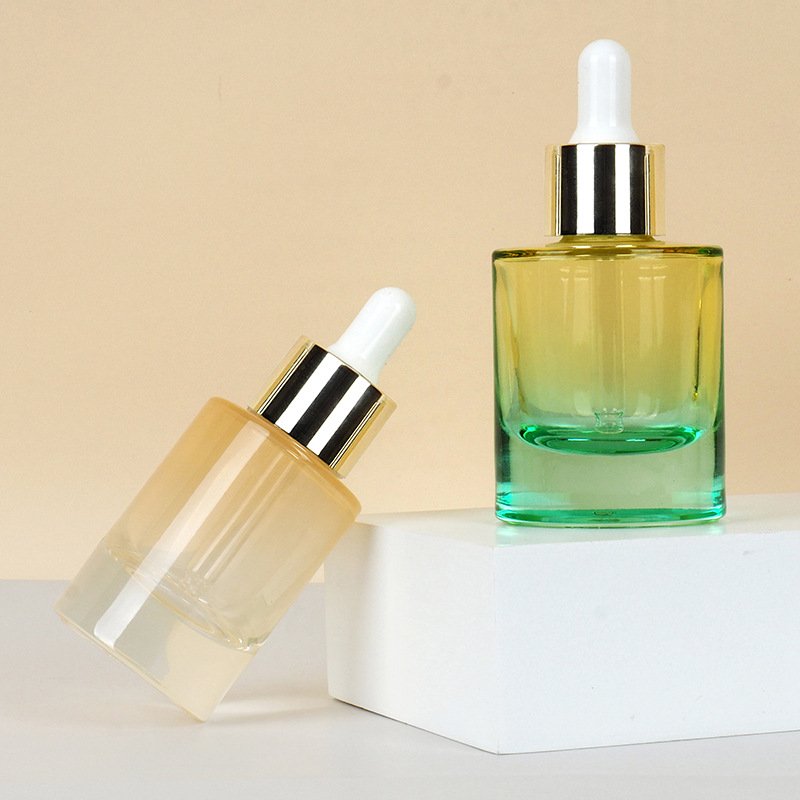 Customization Glass Dropper Bottle Flat Shoulder Thick Bottle Fine Oil Bottle Cosmetic 30ml 1oz Serum Good Price Glass Packaging