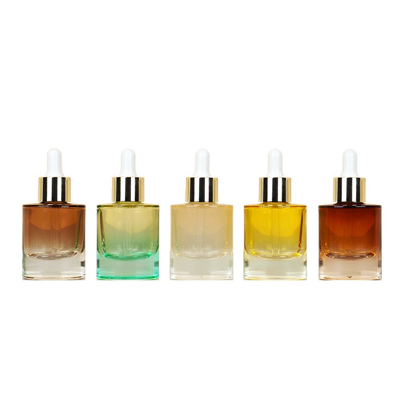 Customization Glass Dropper Bottle Flat Shoulder Thick Bottle Fine Oil Bottle Cosmetic 30ml 1oz Serum Good Price Glass Packaging