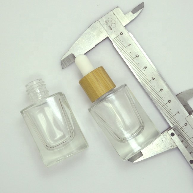 Ecannal 10ml bamboo glass dropper cap rectangle glass bottle 14mm diameter high-end customize bottle with logo