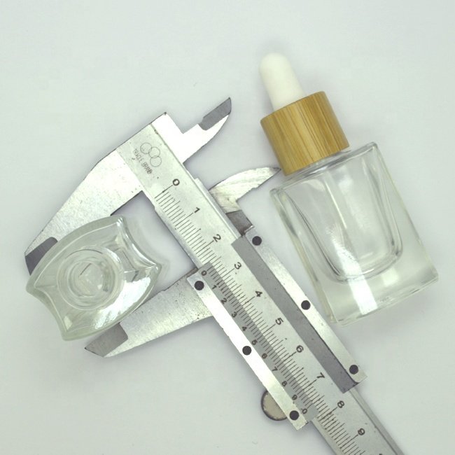 Ecannal 10ml bamboo glass dropper cap rectangle glass bottle 14mm diameter high-end customize bottle with logo