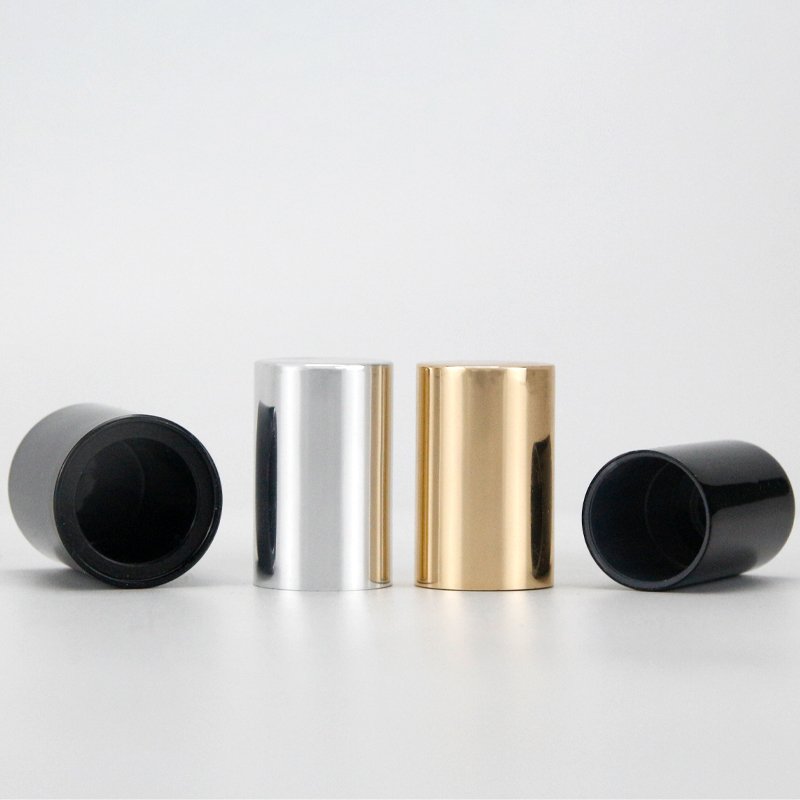 Wholesale minimal fancy 30ml cosmetic packaging crimp square black glass bottle perfume bottles with box gold top spray