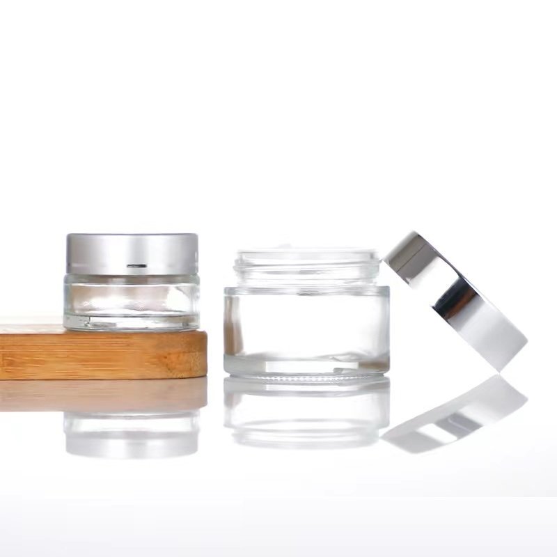 Spot Wholesale 30ml 60ml 100ml Transparent Cream Bottle Glass Cream Jar With Lid