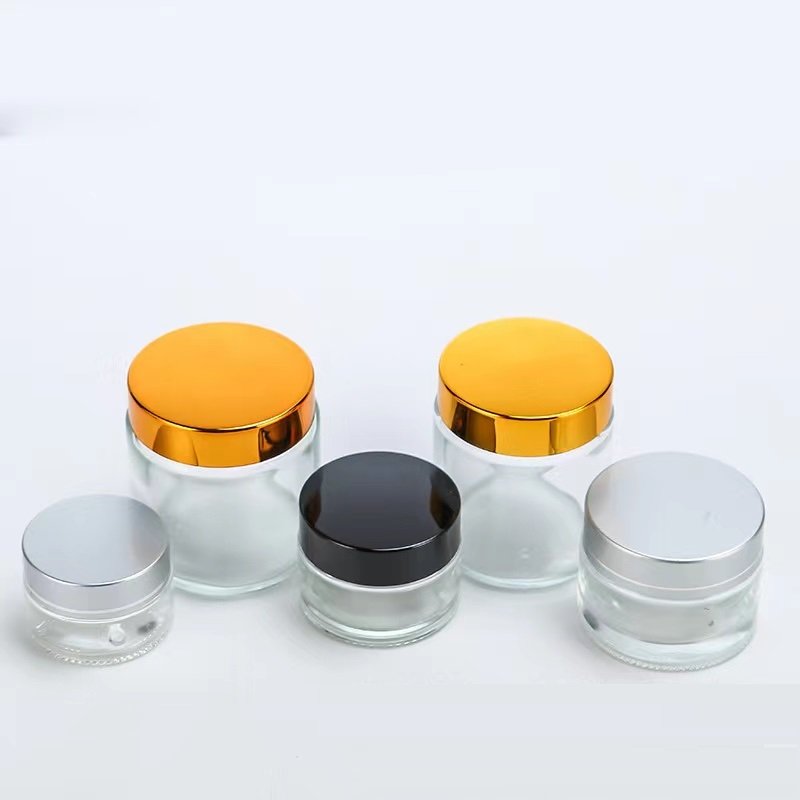 Spot Wholesale 30ml 60ml 100ml Transparent Cream Bottle Glass Cream Jar With Lid