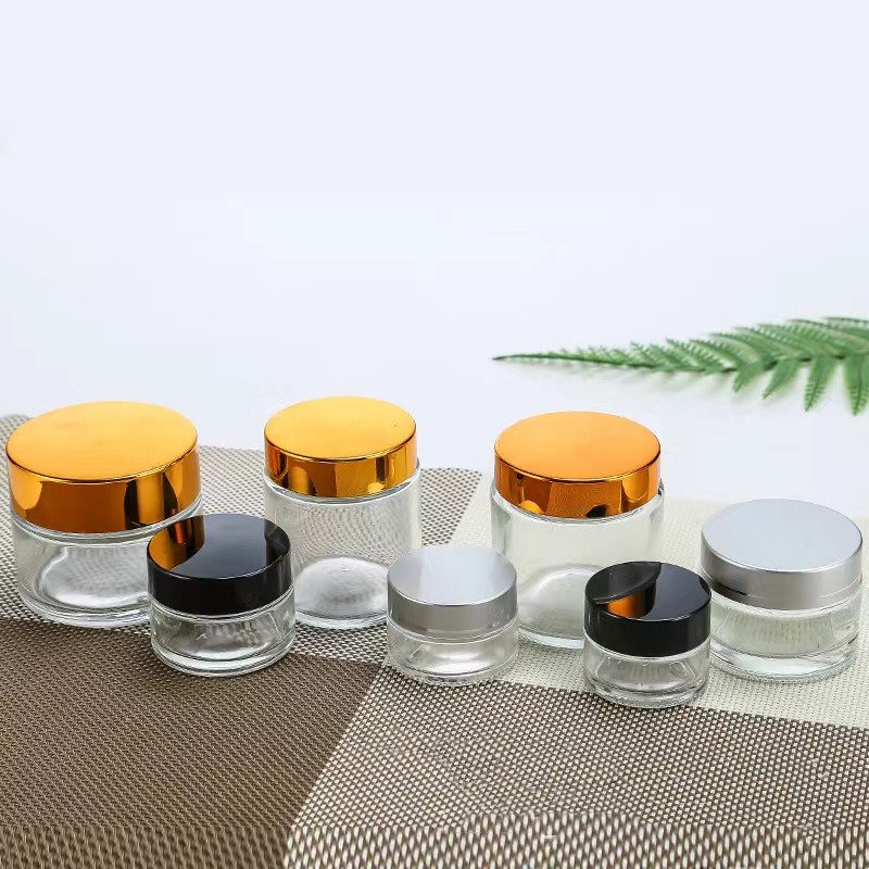 Spot Wholesale 30ml 60ml 100ml Transparent Cream Bottle Glass Cream Jar With Lid