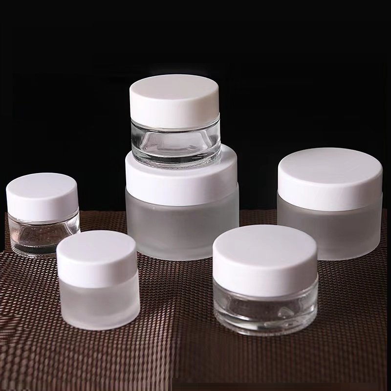 Spot Wholesale 30ml 60ml 100ml Transparent Cream Bottle Glass Cream Jar With Lid