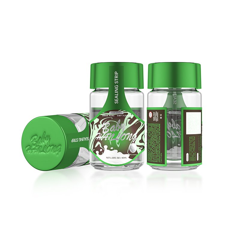 Custom label design sticker 30g glass jar bottle 5 pack pre packaging jar child resistant glass bottle pre packaging container