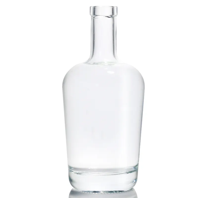 Wholesale empty liquor glass bottle 500ml 700ml whisky vodka brandy tequila gin rum round alcohol glass bottle