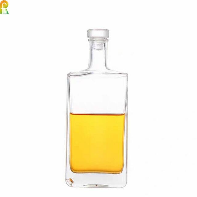 Rectangular 500ml 700ml 750ml Vodka Glass Bottle With Cork For Whiskey Brandy Tequila Rum Gin Custom Liquor Wine Bottle